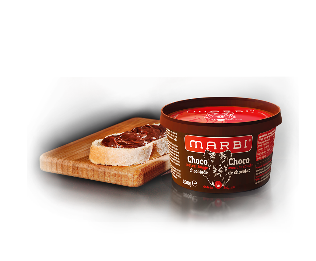 Marbi choco met een laagje chocolade